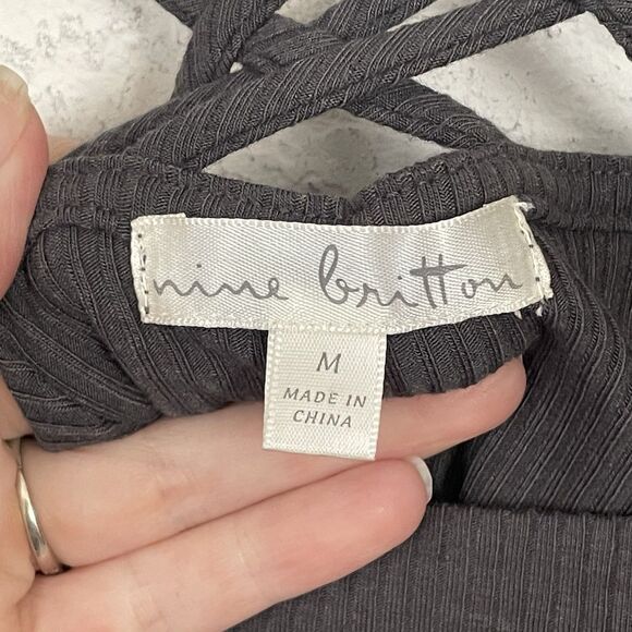 NEW Nine Britton Square Neck Criss Cross Back Long Sleeve NWT Size Medium M Grey - Picture 6 of 6